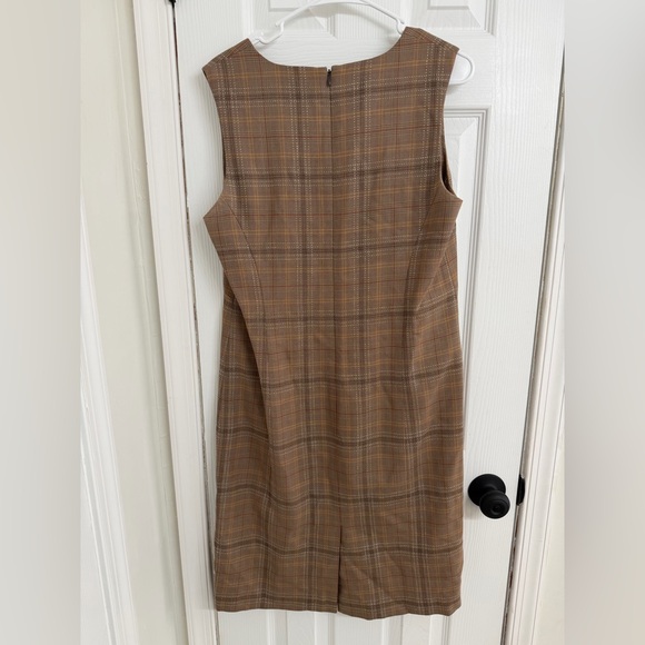 Vintage Pendleton Women’s Wool Tweed Plaid Shift Dress Size 12 Brown Sleeveless - Picture 4 of 6